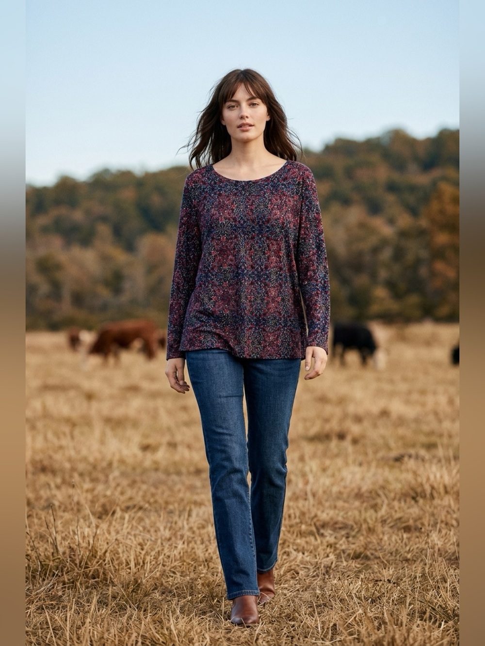 Croft & Barrow 3X The Classic Long Sleeve Crewneck Tee Cotton
